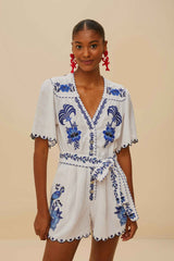 Blue Delicate Forest Richelieu Embroidered LENZING™ ECOVERO™ Euroflax™ | FARM Rio Women