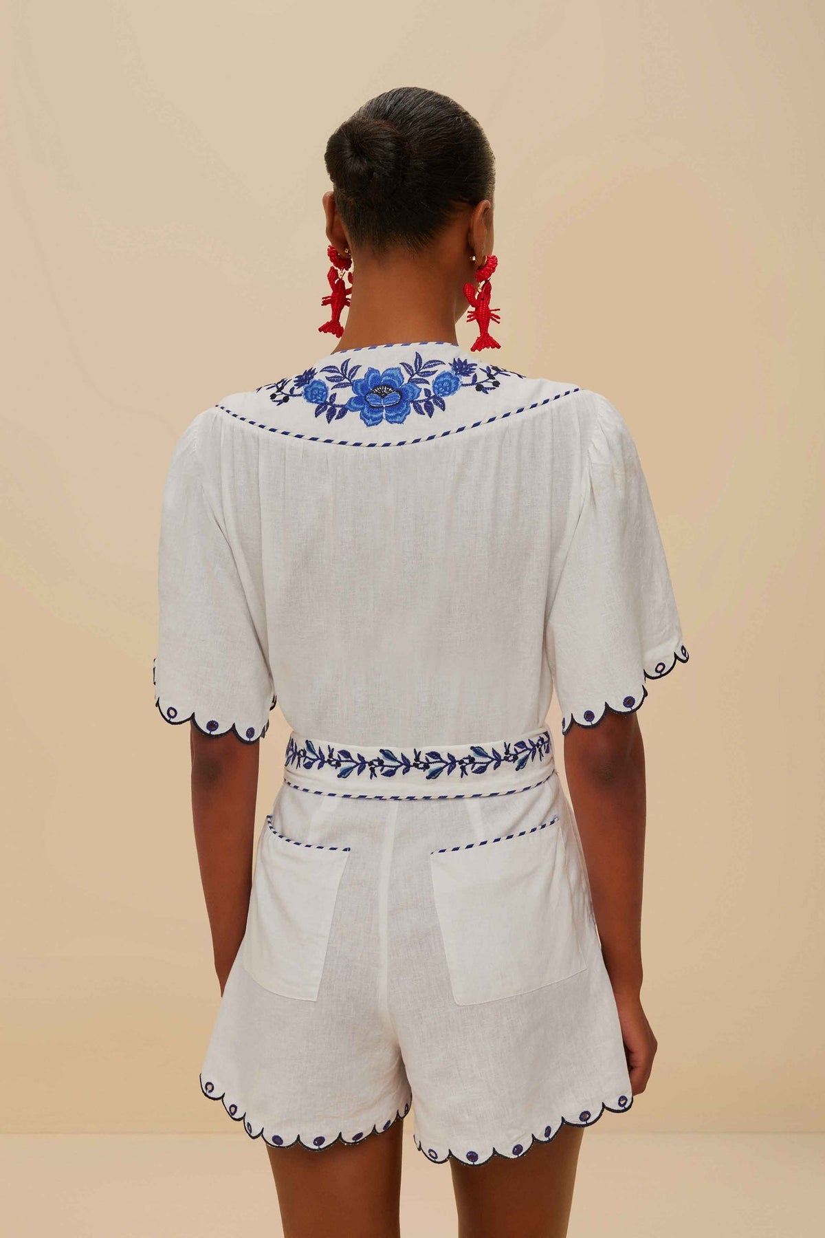 Blue Delicate Forest Richelieu Embroidered LENZING™ ECOVERO™ Euroflax™ | FARM Rio Women