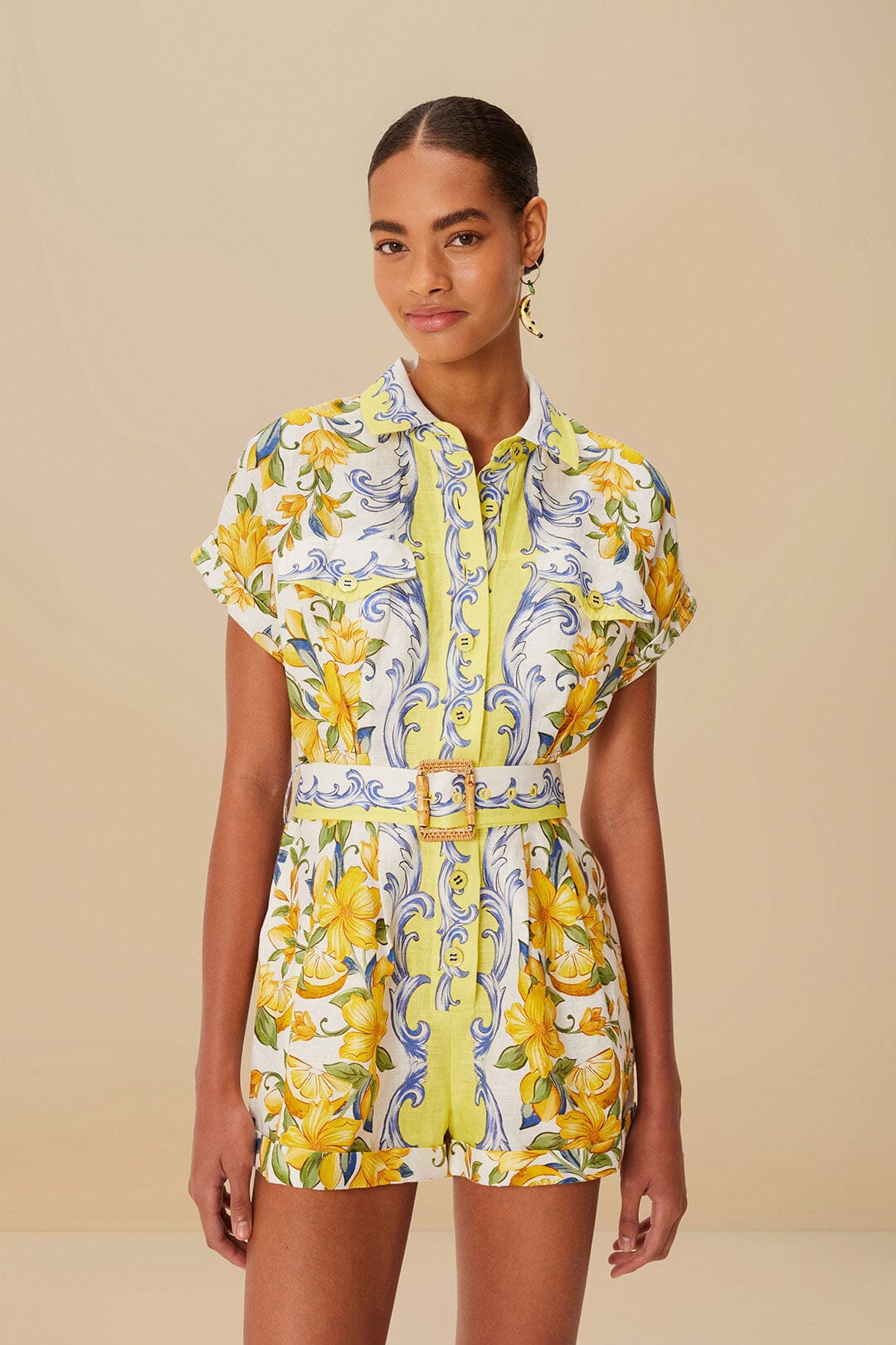 Off-White Sicily Scarf Euroflax™ Premium Linen Romper | FARM Rio Women