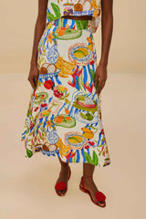 Off-White Fresh Table LENZING™ ECOVERO™ Euroflax™ Midi Skirt | FARM Rio Women