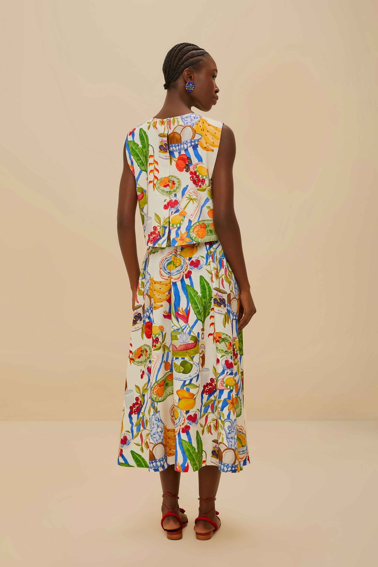 Off-White Fresh Table LENZING™ ECOVERO™ Euroflax™ Midi Skirt | FARM Rio Women