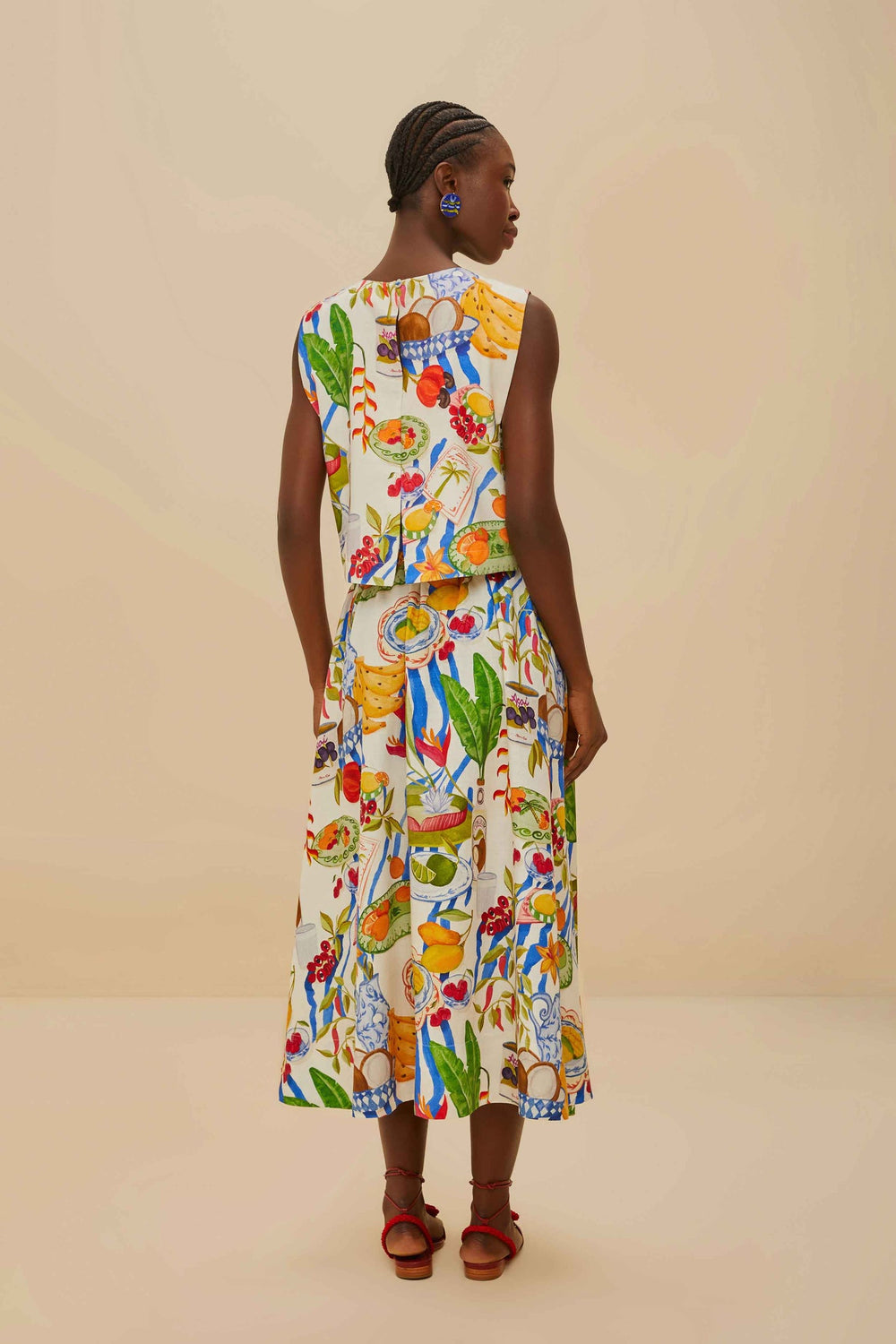 Off-White Fresh Table LENZING™ ECOVERO™ Euroflax™ Midi Skirt | FARM Rio Women