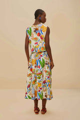 Off-White Fresh Table LENZING™ ECOVERO™ Euroflax™ Midi Skirt | FARM Rio Women