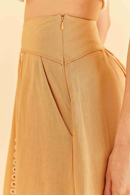 Sand Richelieu Midi Skirt | FARM Rio Women