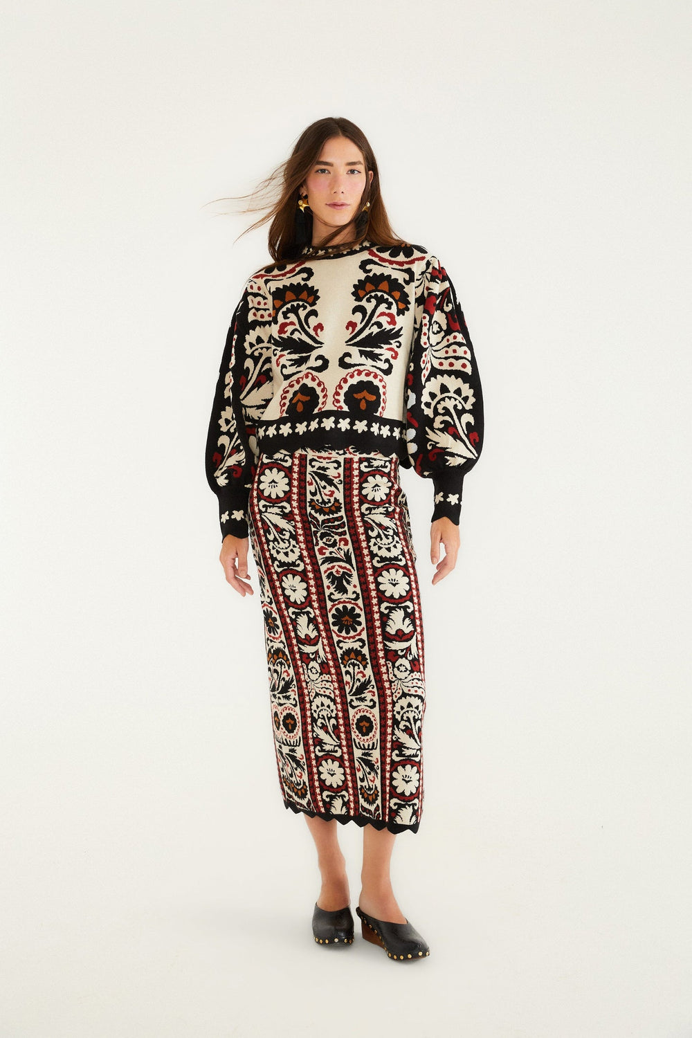 Stripes Winter Tapestry Knit Skirt | FARM Rio | FARM Rio Women