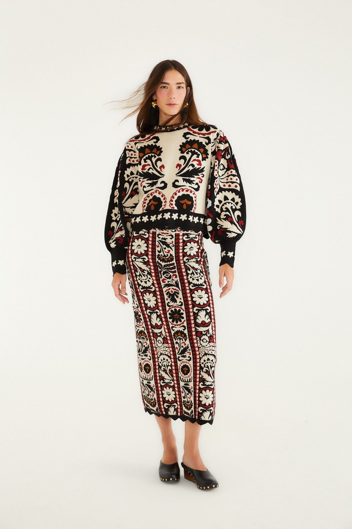 Stripes Winter Tapestry Knit Skirt | FARM Rio | FARM Rio Women