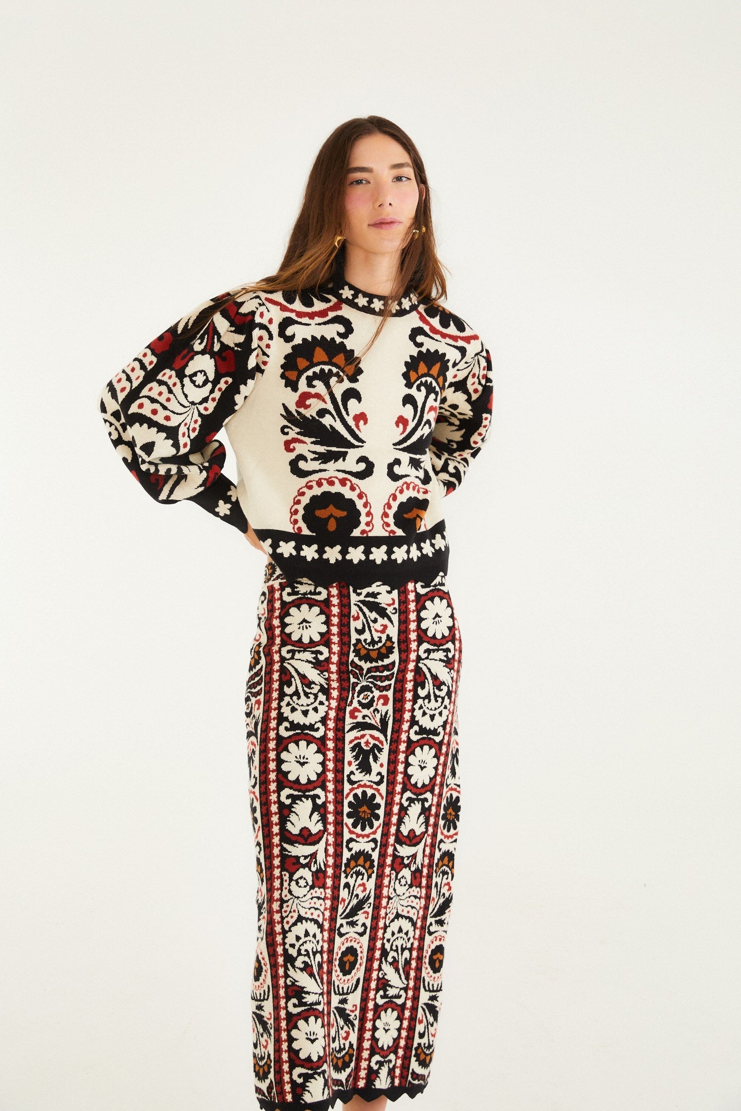 Stripes Winter Tapestry Knit Skirt | FARM Rio | FARM Rio Women