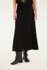 Black Flowered Lace Midi Skirt | FARM Rio | FARM Rio Women