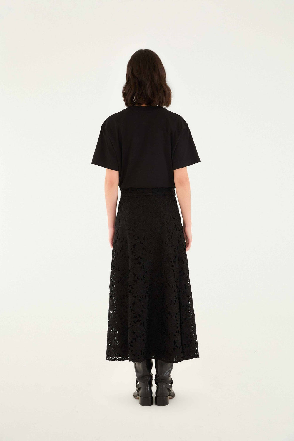 Black Flowered Lace Midi Skirt | FARM Rio | FARM Rio Women