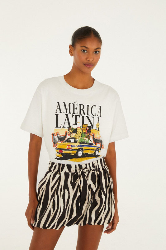 Black Tropical Zebra Organic Cotton Mini Skirt | FARM Rio | FARM Rio Women
