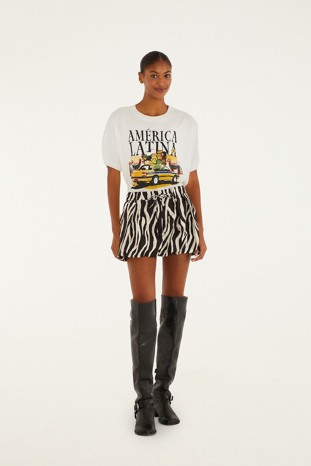 Black Tropical Zebra Organic Cotton Mini Skirt | FARM Rio | FARM Rio Women