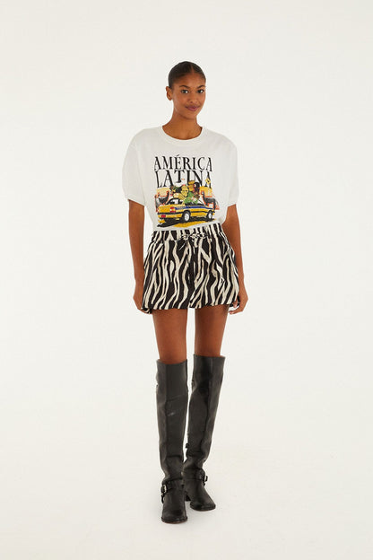 Black Tropical Zebra Organic Cotton Mini Skirt | FARM Rio | FARM Rio Women