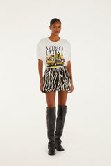 Black Tropical Zebra Organic Cotton Mini Skirt | FARM Rio | FARM Rio Women