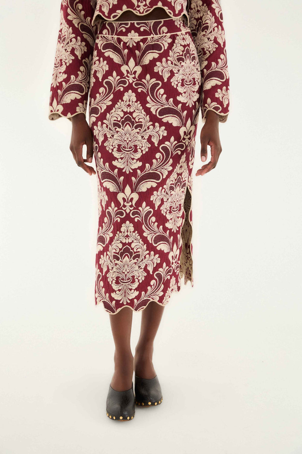 Bicolor Jacquard Waves Midi Skirt | FARM Rio | FARM Rio Women