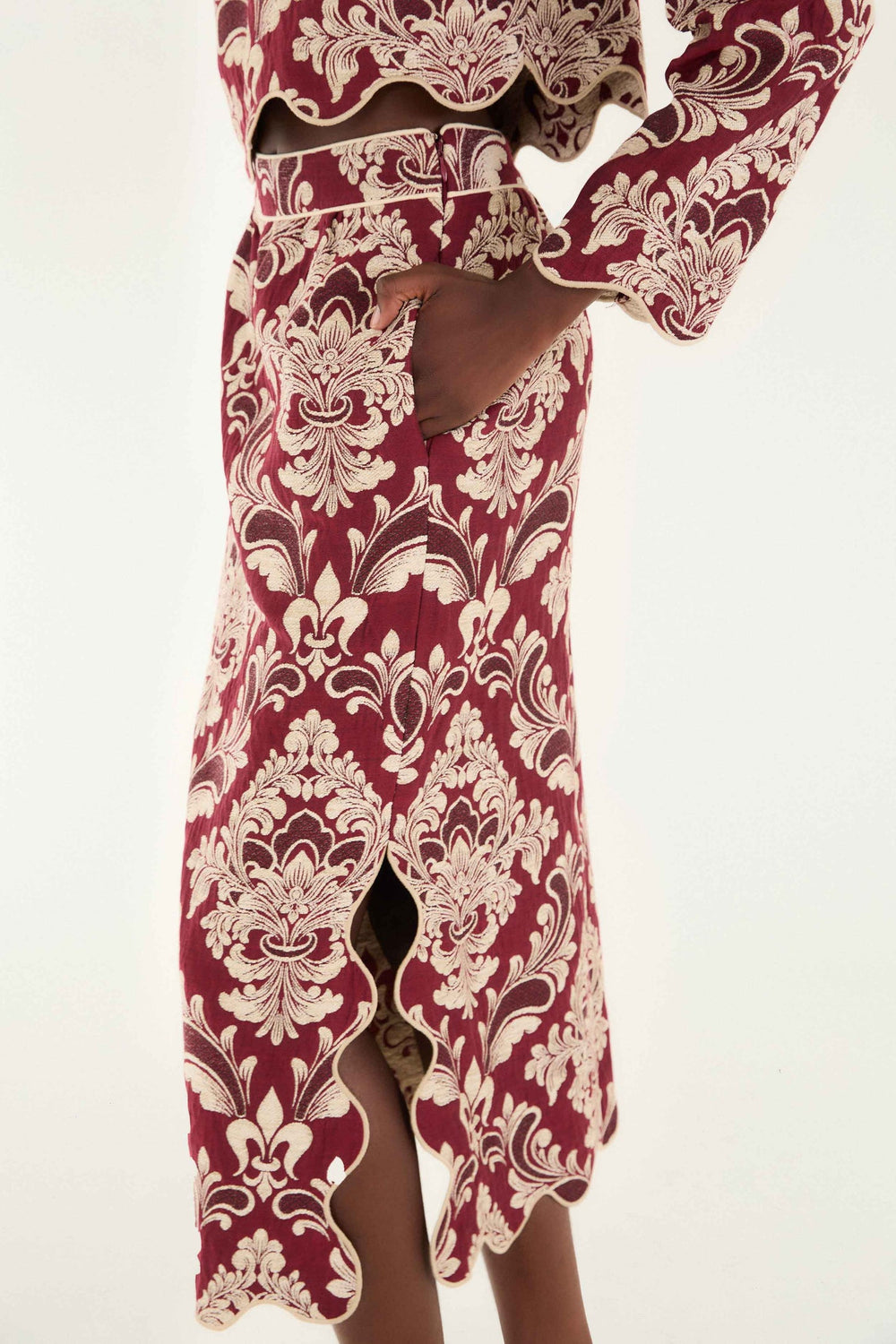 Bicolor Jacquard Waves Midi Skirt | FARM Rio | FARM Rio Women