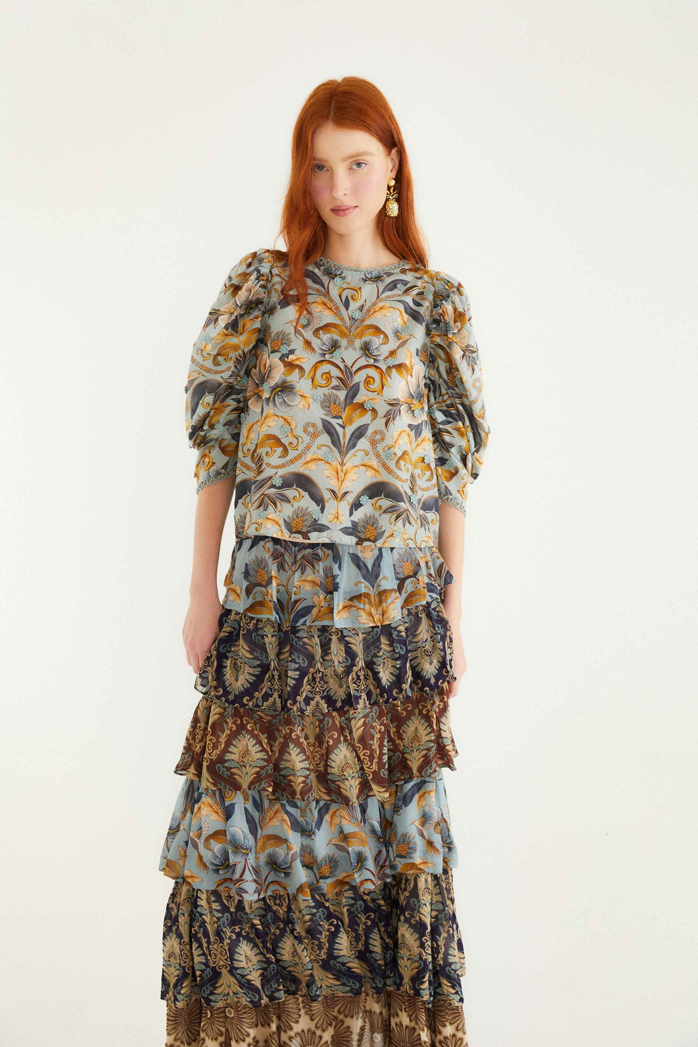 Mixed Scarves Ruffled Maxi Skirt | FARM Rio | FARM Rio Women