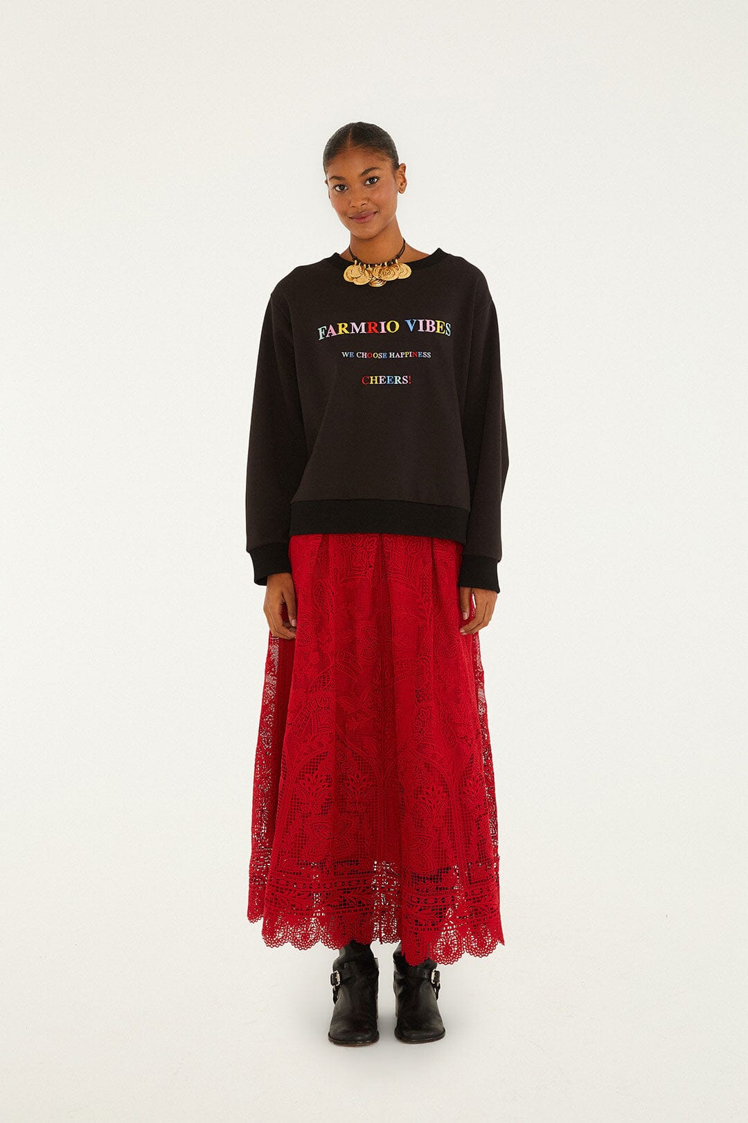 Red Guipure Boho Garden Skirt | FARM Rio | FARM Rio Women