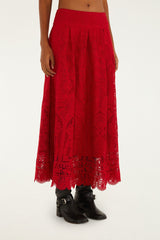 Red Guipure Boho Garden Skirt | FARM Rio | FARM Rio Women
