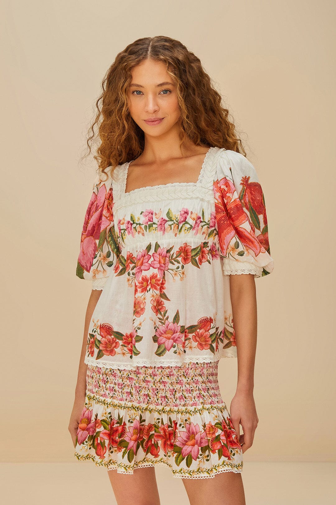 Off-White Summer Fruit Mini Skirt | FARM Rio Women