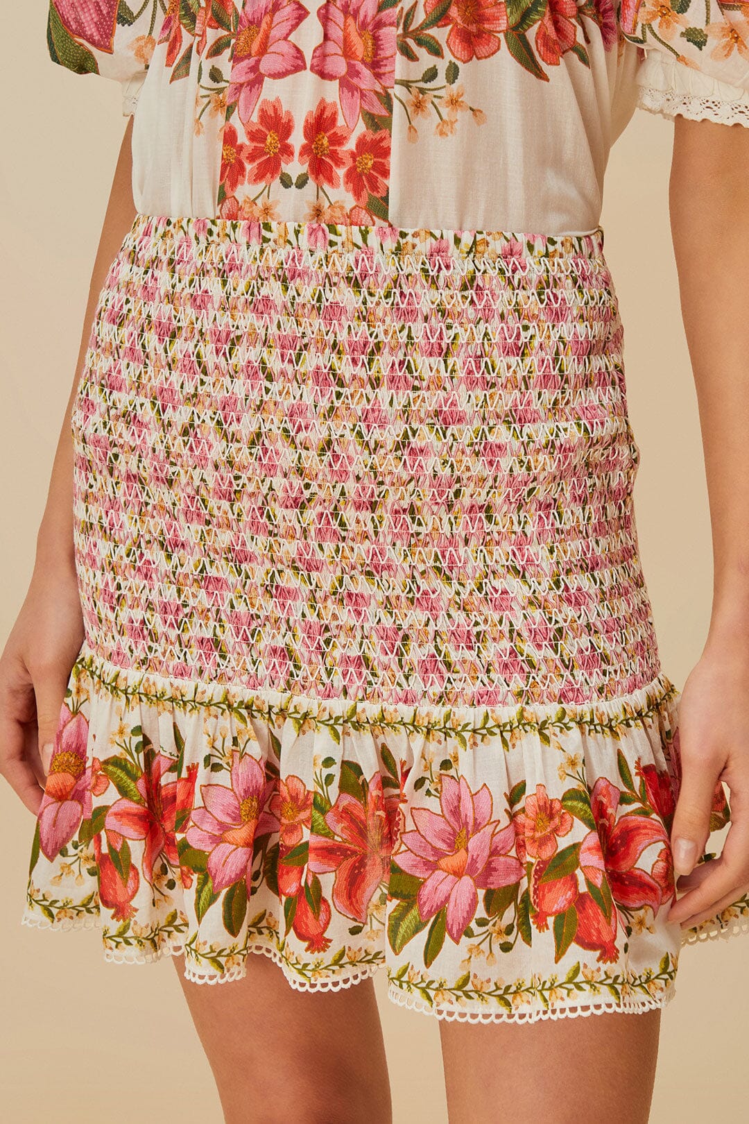 Off-White Summer Fruit Mini Skirt | FARM Rio Women