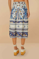 Off-White Ana Tapestry Organic Cotton Midi Skirt | FARM Rio Women