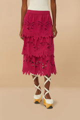 Pink Daisy Embroidered Midi Skirt | FARM Rio Women