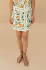 Off-White Folk Floral Mini Skirt | FARM Rio Women