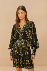 Black Flowers Arch Knit Skirt | FARM Rio Women