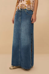 Denim Side Slit Maxi Skirt | FARM Rio Women
