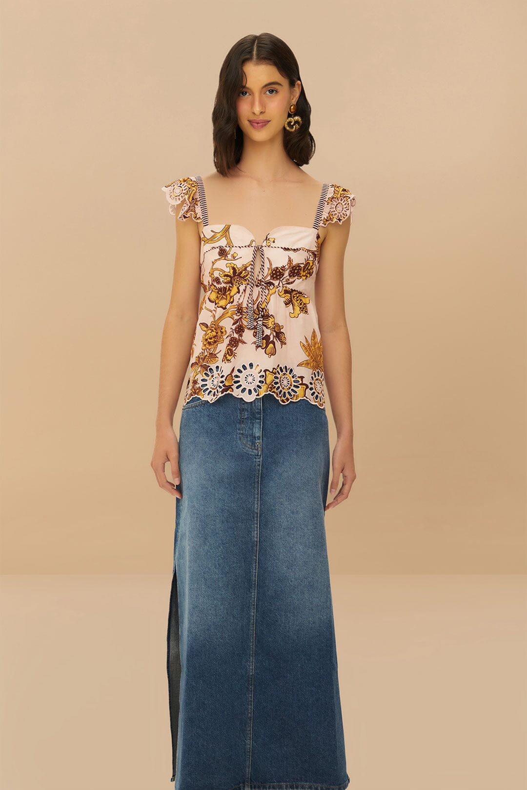 Denim Side Slit Maxi Skirt | FARM Rio Women