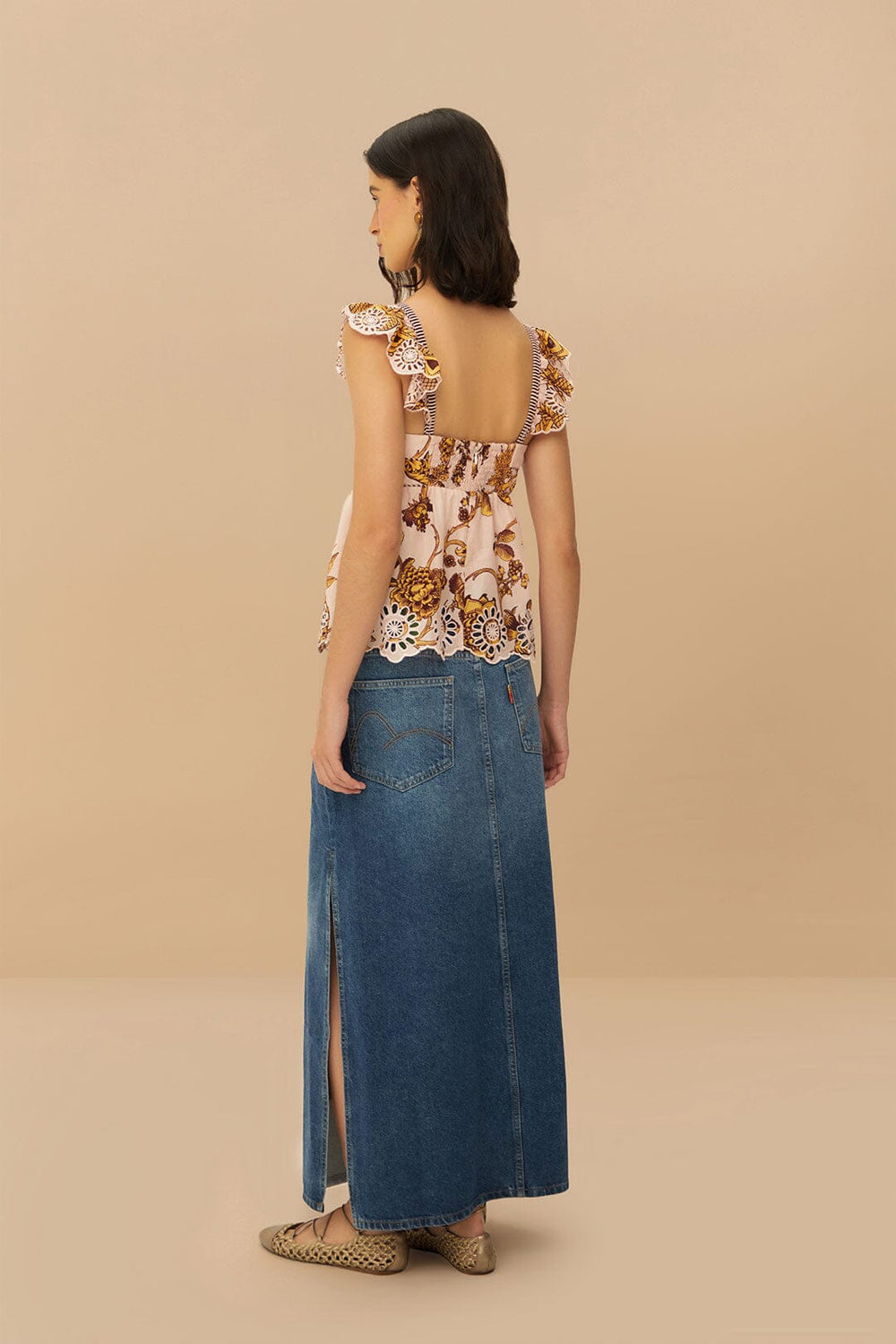 Denim Side Slit Maxi Skirt | FARM Rio Women