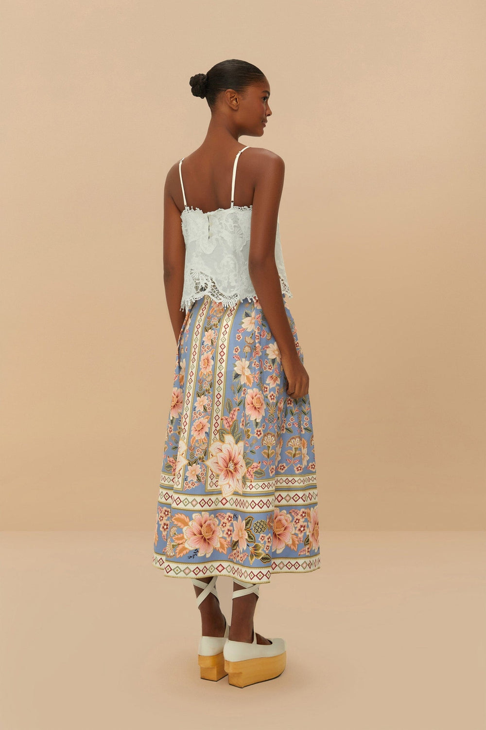 Blue Superbloom Tapestry Buttoned Maxi Skirt | FARM Rio Women