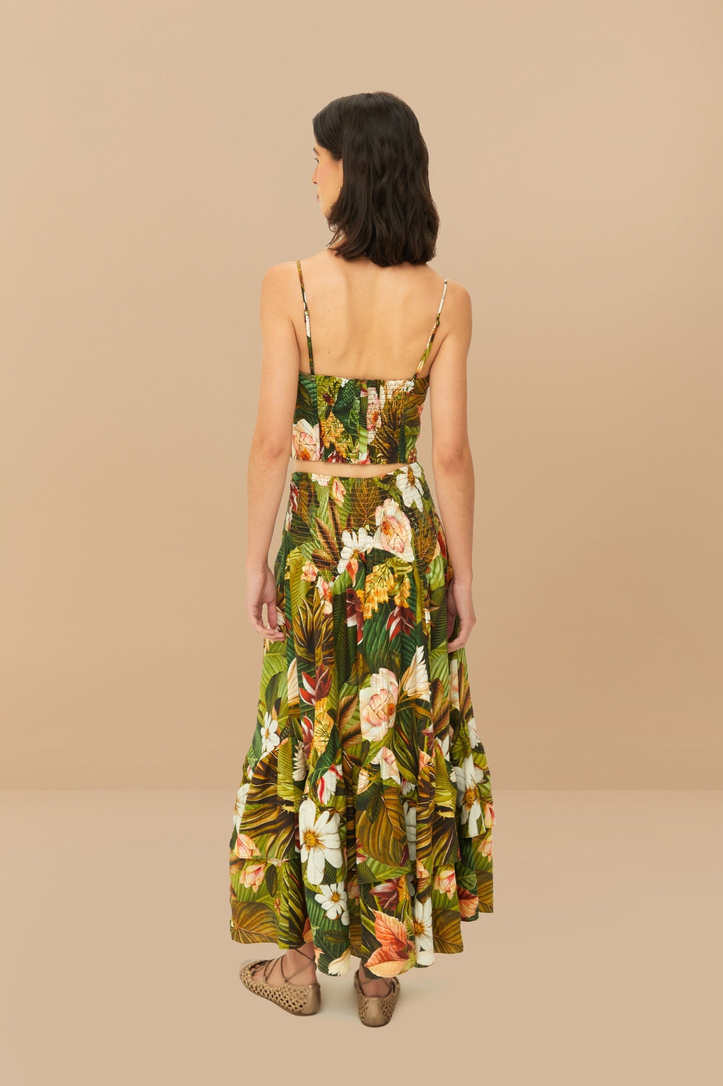 Multicolor Botanical Forest LENZING™ ECOVERO™ Euroflax™ Midi Skirt | FARM Rio Women