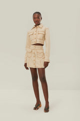 Off-White Gabardine Mini Skirt | FARM Rio Women