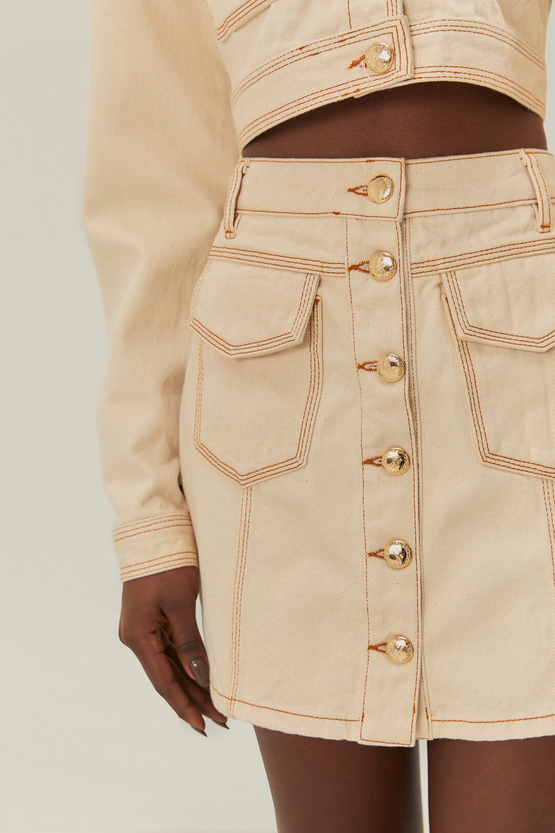 Off-White Gabardine Mini Skirt | FARM Rio Women