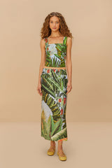 Blue Amazonia Forest Euroflax™ Premium Linen Maxi Skirt | FARM Rio Women