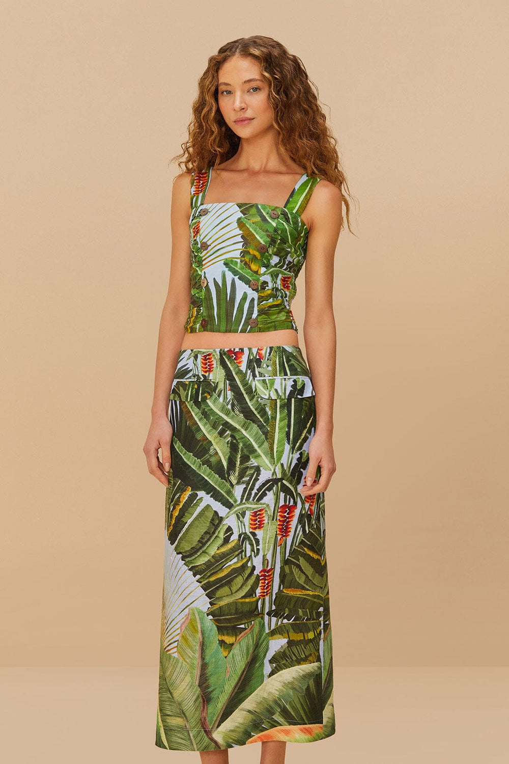 Blue Amazonia Forest Euroflax™ Premium Linen Maxi Skirt | FARM Rio Women