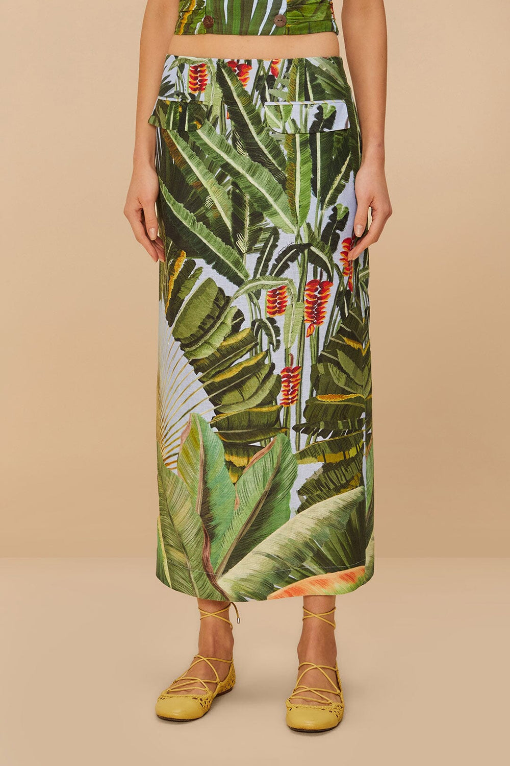 Blue Amazonia Forest Euroflax™ Premium Linen Maxi Skirt | FARM Rio Women