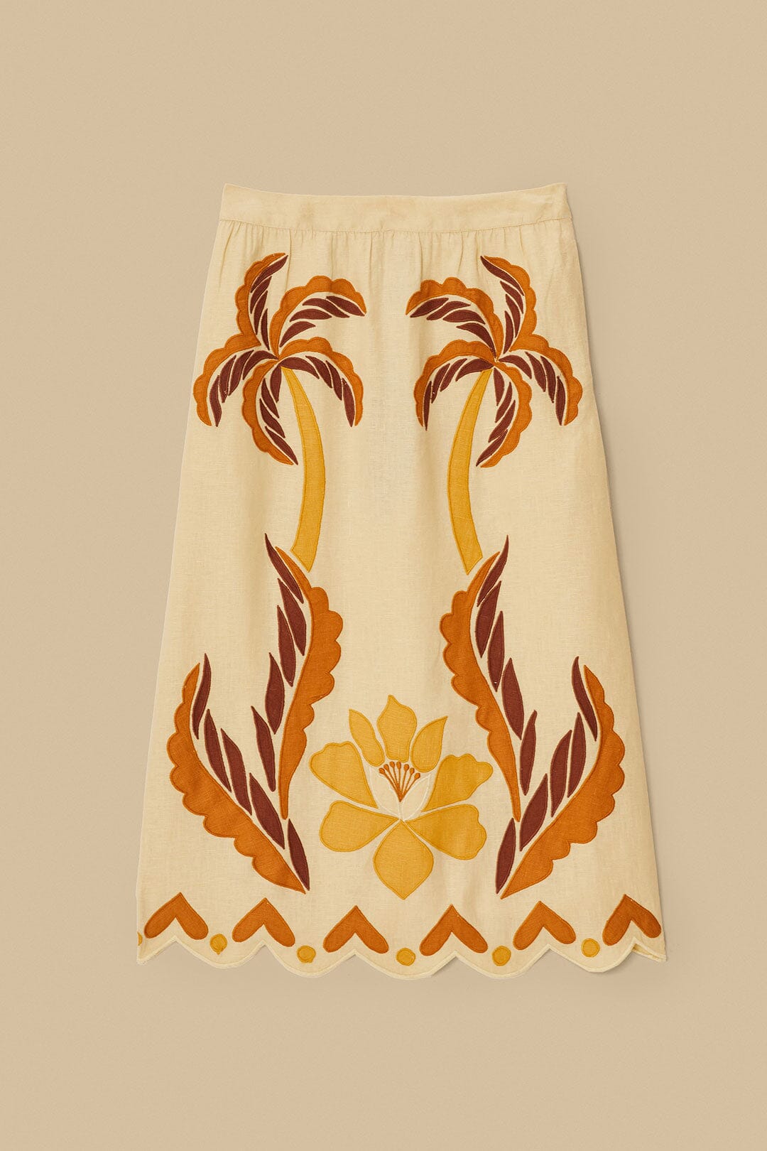 Sand Summer Cutwork Euroflax™ Premium Linen Skirt | FARM Rio Women