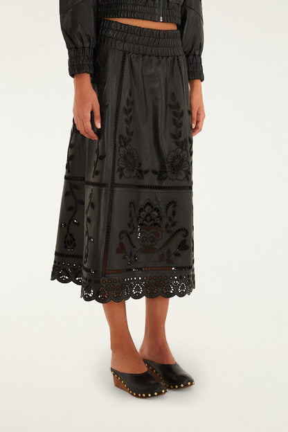 Black Richilieu Heart Skirt | FARM Rio | FARM Rio Women