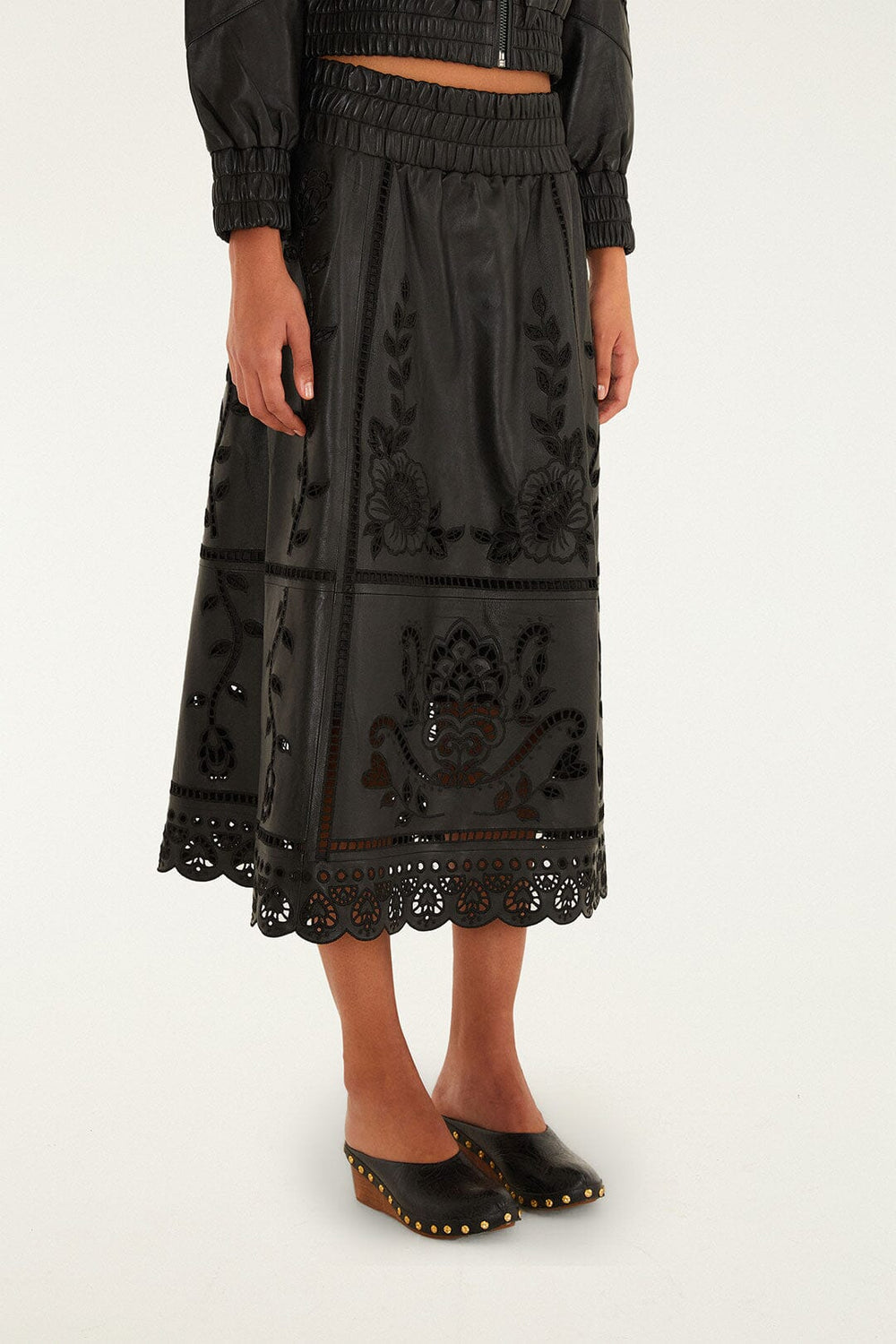 Black Richilieu Heart Skirt | FARM Rio | FARM Rio Women