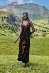 Black Belle Garden Scallop Hem Midi Skirt | FARM Rio | FARM Rio Women