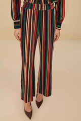 Multicolor Pipa Stripes Pleated Pants | FARM Rio Women