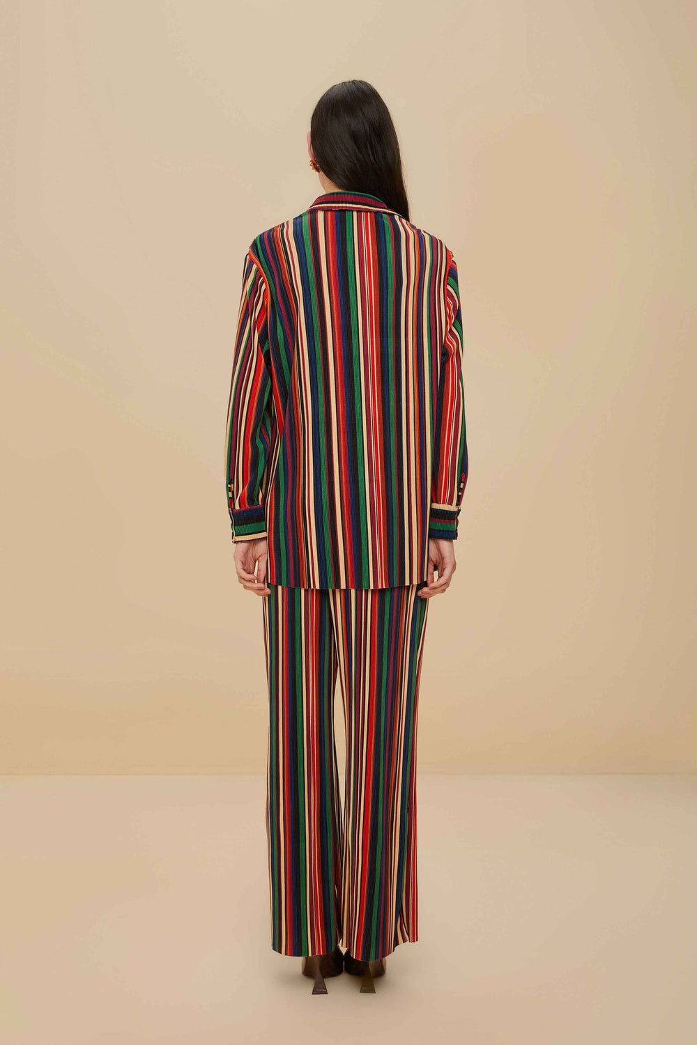 Multicolor Pipa Stripes Pleated Pants | FARM Rio Women