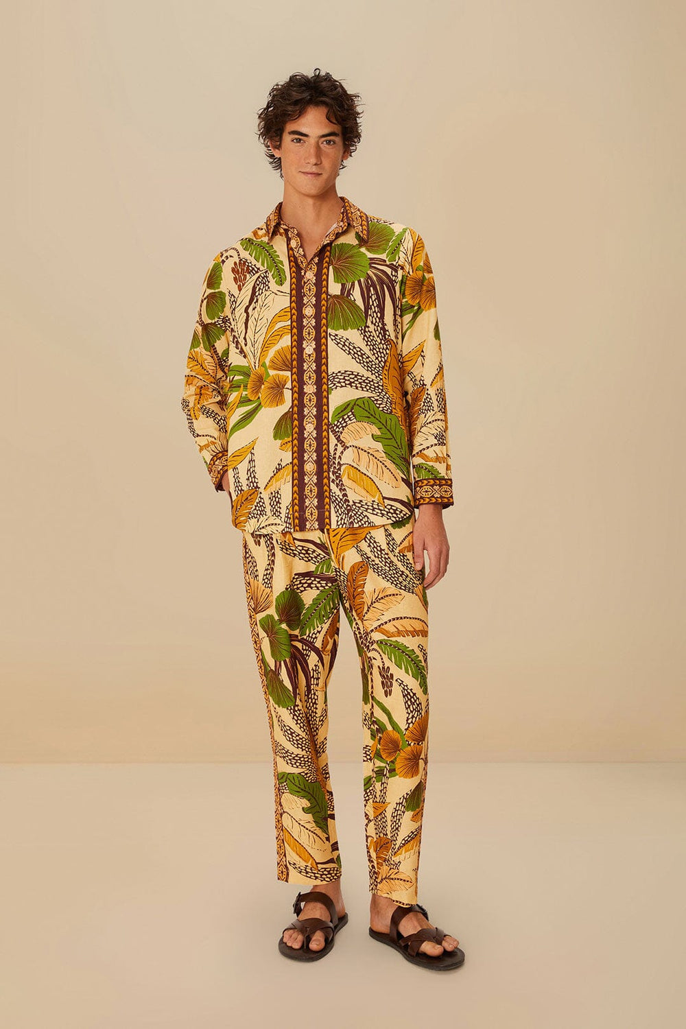 Sand Foliage Sketch LENZING™ ECOVERO™ Euroflax™ Pants | FARM Rio Women