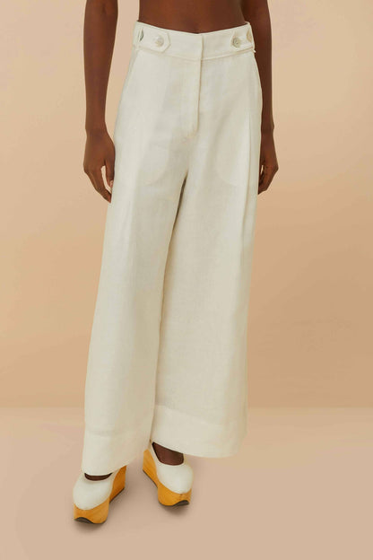 Off-White Euroflax™ Premium Linen High Waisted Pants | FARM Rio Women