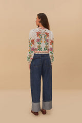 Denim Low Waist Wide Pants | FARM Rio Women