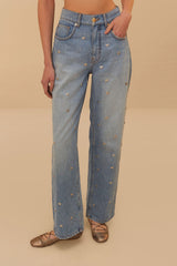 Denim Embroidered Bows Pants | FARM Rio Women
