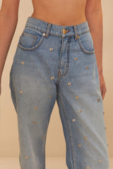 Denim Embroidered Bows Pants | FARM Rio Women
