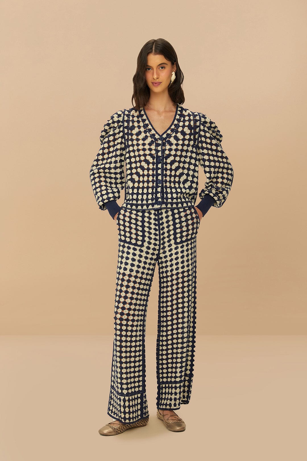 Blue & White Crochet Pants | FARM Rio Women